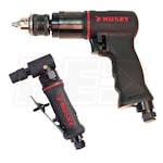 Husky 2-Piece Air Tool Kit With 3/8 Inch Reversible Drill & 1/4 Inch Angle Die Grinder
