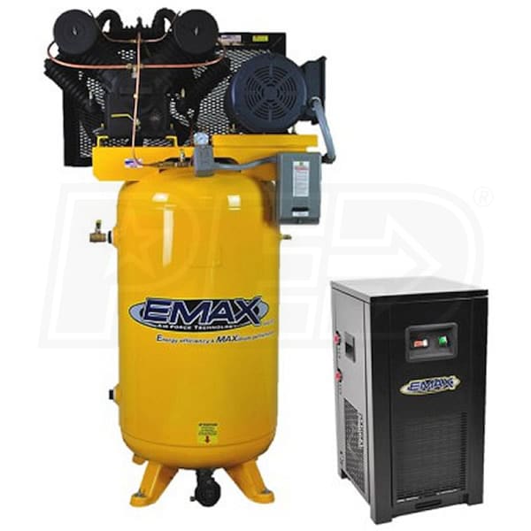 EMAX Industrial Plus 10-HP 80-Gallon  Two-Stage Air Compressor w/ Dryer (208/230V 1-Phase)