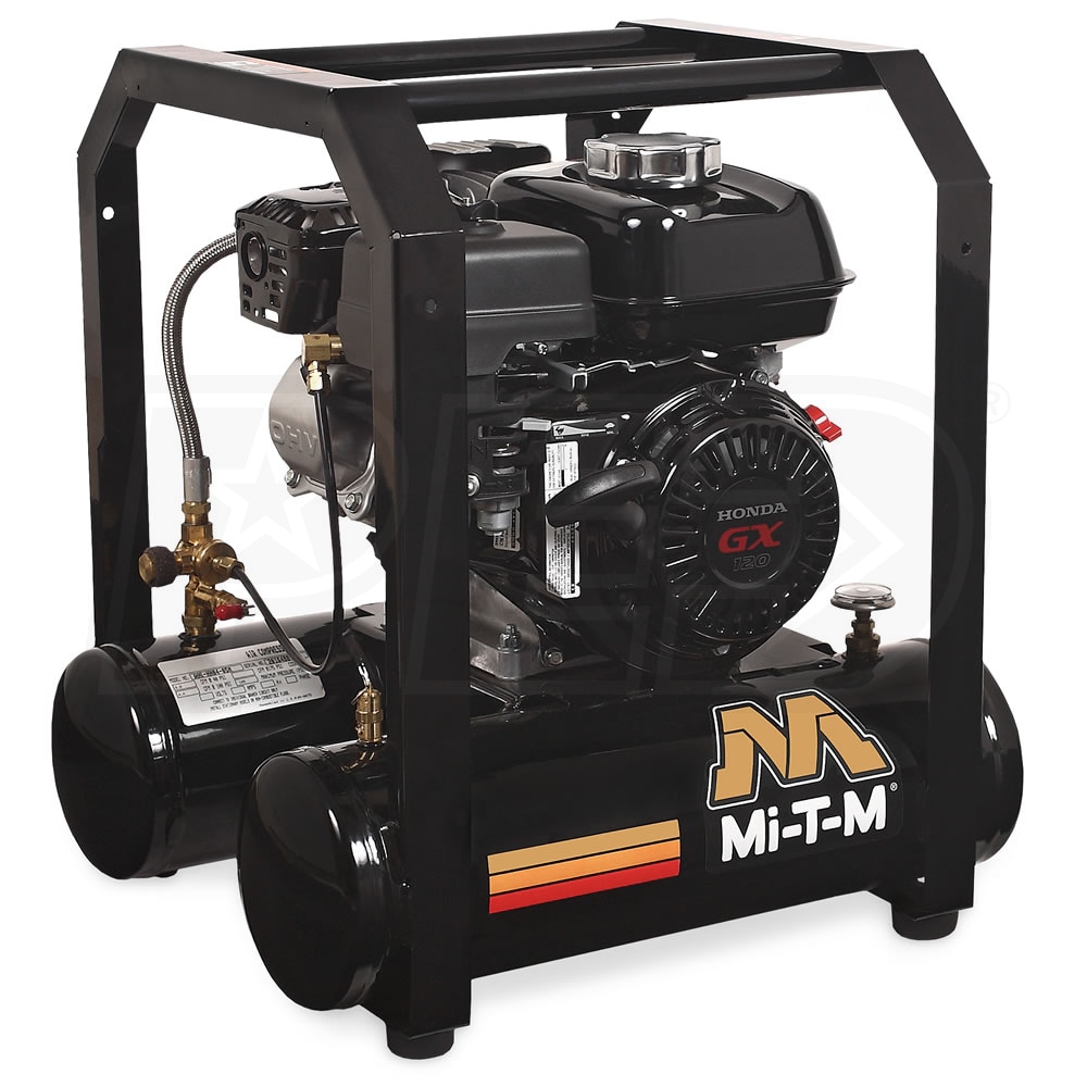 Mi T M Am1 Hh04 05m 4 Hp 5 Gallon Contractor Twin Tank Air Compressor W Honda Engine