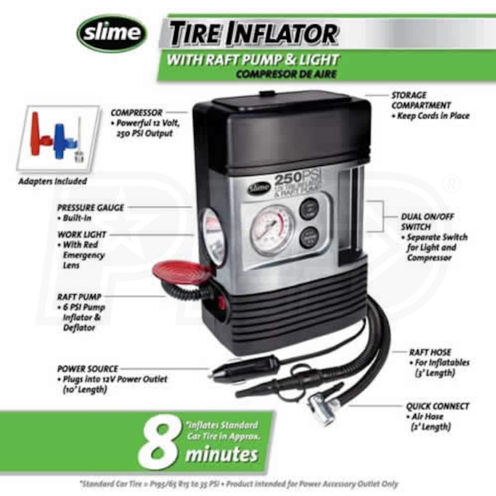 Slime COMP05 COMP 05 12Volt Dual Raft Inflator/Tire Inflator