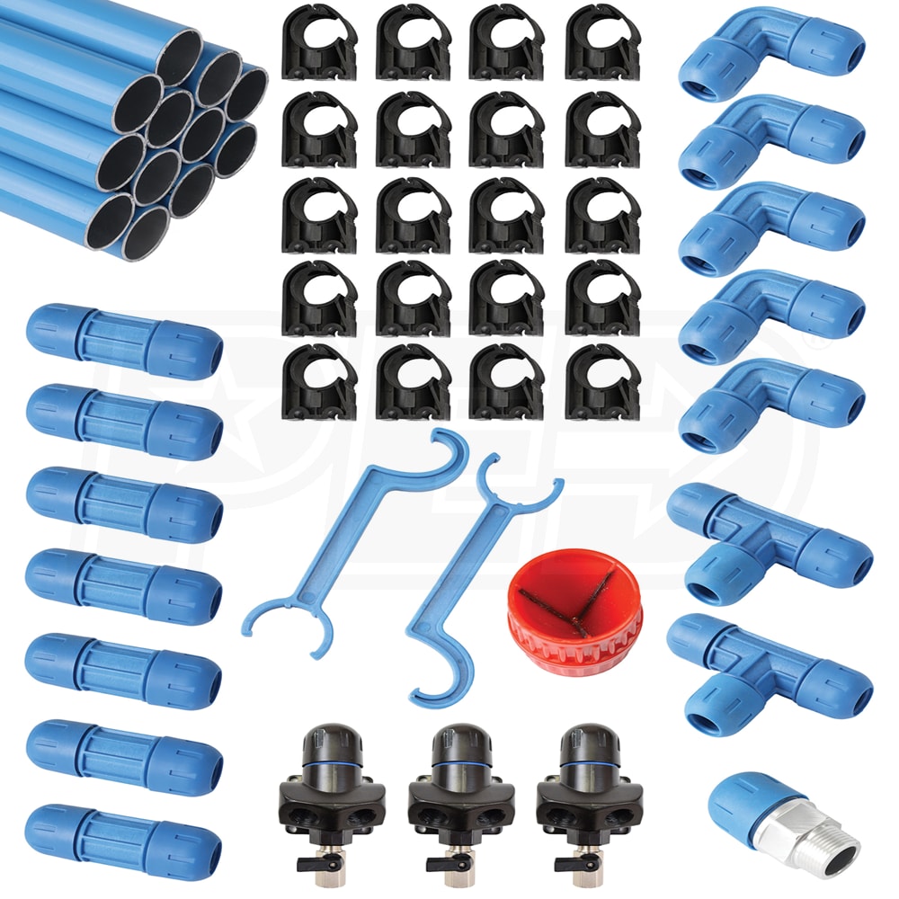 RapidAir F28070 FastPipe 3/4-Inch Compressed Air Aluminum Piping System  90-Foot Master Kit 3 Outlets
