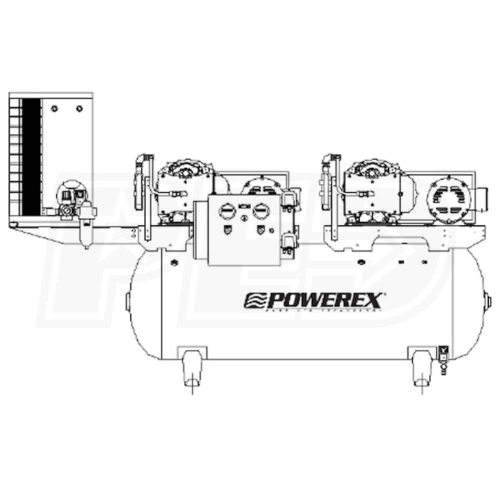 Powerex STD151364HP STD 10HP 80Gallon Duplex High Pressure OilLess