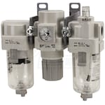 SMC 1" Filter Regulator Lubricator Air Preparation Combo w/ Drain Cock (0 - 125 PSI)