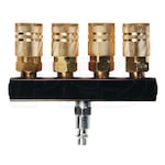 Primefit M14025-6 Flat Air Manifold Assembly with Industrial Bulk 6-Ball Couplers, 1/4