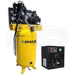 EMAX Industrial Plus Patented Silent Air 5-HP 80-Gallon Two-Stage Air Compressor w/ Dryer (208V 3-Phase)