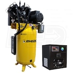 EMAX Industrial Plus Patented Silent Air 10-HP 80-Gallon Two-Stage Air Compressor w/ Dryer (460V 3-Phase)
