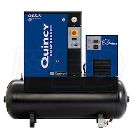 View Quincy QGS 5-HP 60-Gallon Rotary Screw Air Compressor w/ Dryer (208-230/460V 3-Phase)