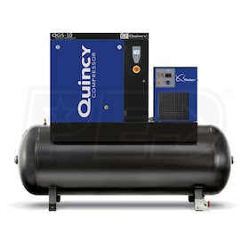 View Quincy QGS 10-HP 120-Gallon Rotary Screw Air Compressor w/ Dryer (208-230/460V 3-Phase)