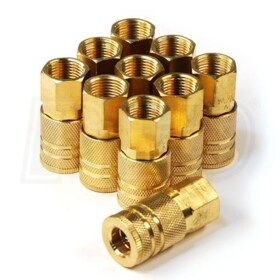 Primefit IC1438FB6-B10-P (10-Pack) 6-Ball Industrial M-Style Brass Coupler 1/4" x 3/8" NPT Female