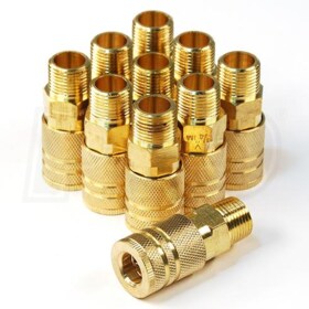 Primefit IC1438MB6-B10-P (10-Pack) 6-Ball Industrial M-Style Brass Coupler 1/4" x 3/8" NPT Male