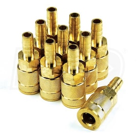 Primefit TC1438BB6-B10-P 6-Ball Automotive T-Style Brass Coupler 1/4" x 3/8" Standard Hose Barb