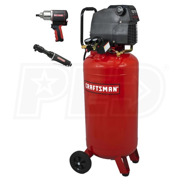 Craftsman 16471 1.5-HP 26-Gallon Portable Air Compressor w/ Impact Wrench &  Ratchet