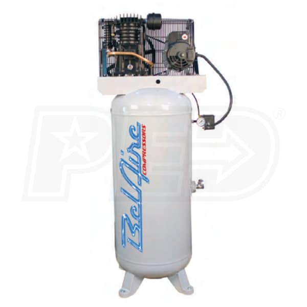 BelAire 318V 5HP 80Gallon Vertical Tank TwoStage Air Compressor 208230V 1Phase