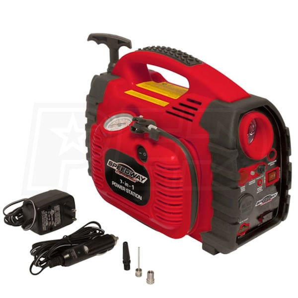 52024 Speedway 2 Gallon Twin Air Compressor Includes 25' Air Hose with Reel 