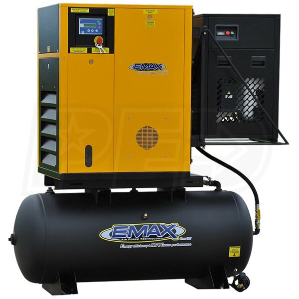 EMAX ERSK070001 7.5HP 120Gallon Rotary Screw Air Compressor Fully