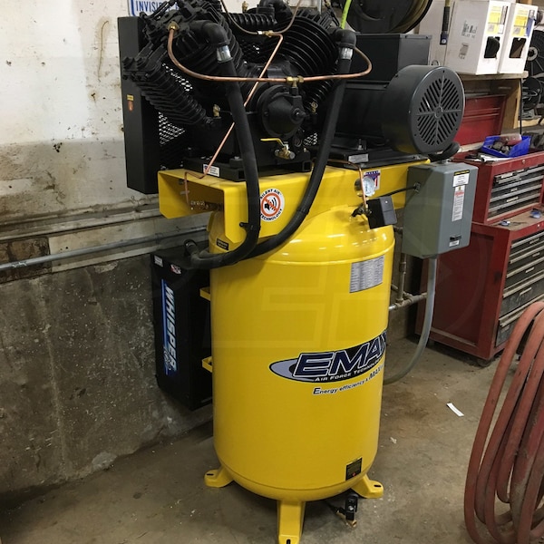 10 HP Quiet Air Compressor, Pressure Lubricated, 2 Stage, Single Phase, V4,  80 Gallon Tank, Vertical, Industrial P01ISXXP10V080VXXXX